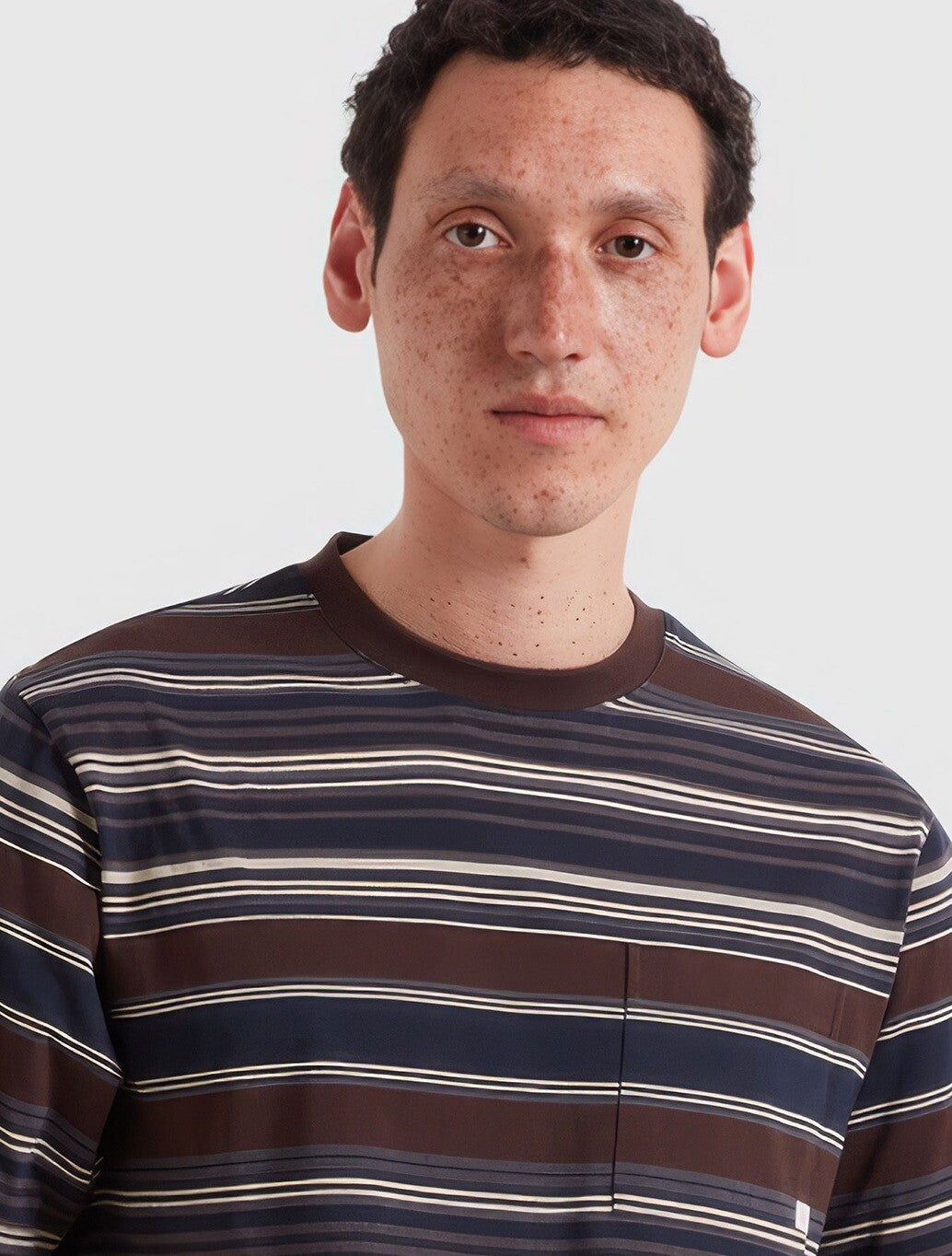 Farah Griffin Stripe T-Shirt in Dark Brown