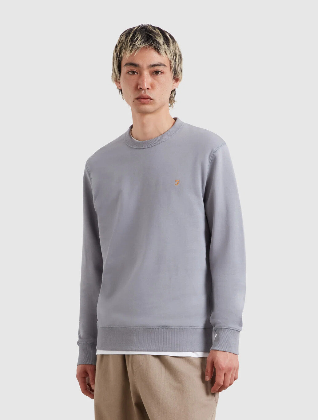 Farah Hemming Crew Neck Sweatshirt in Pale Blue