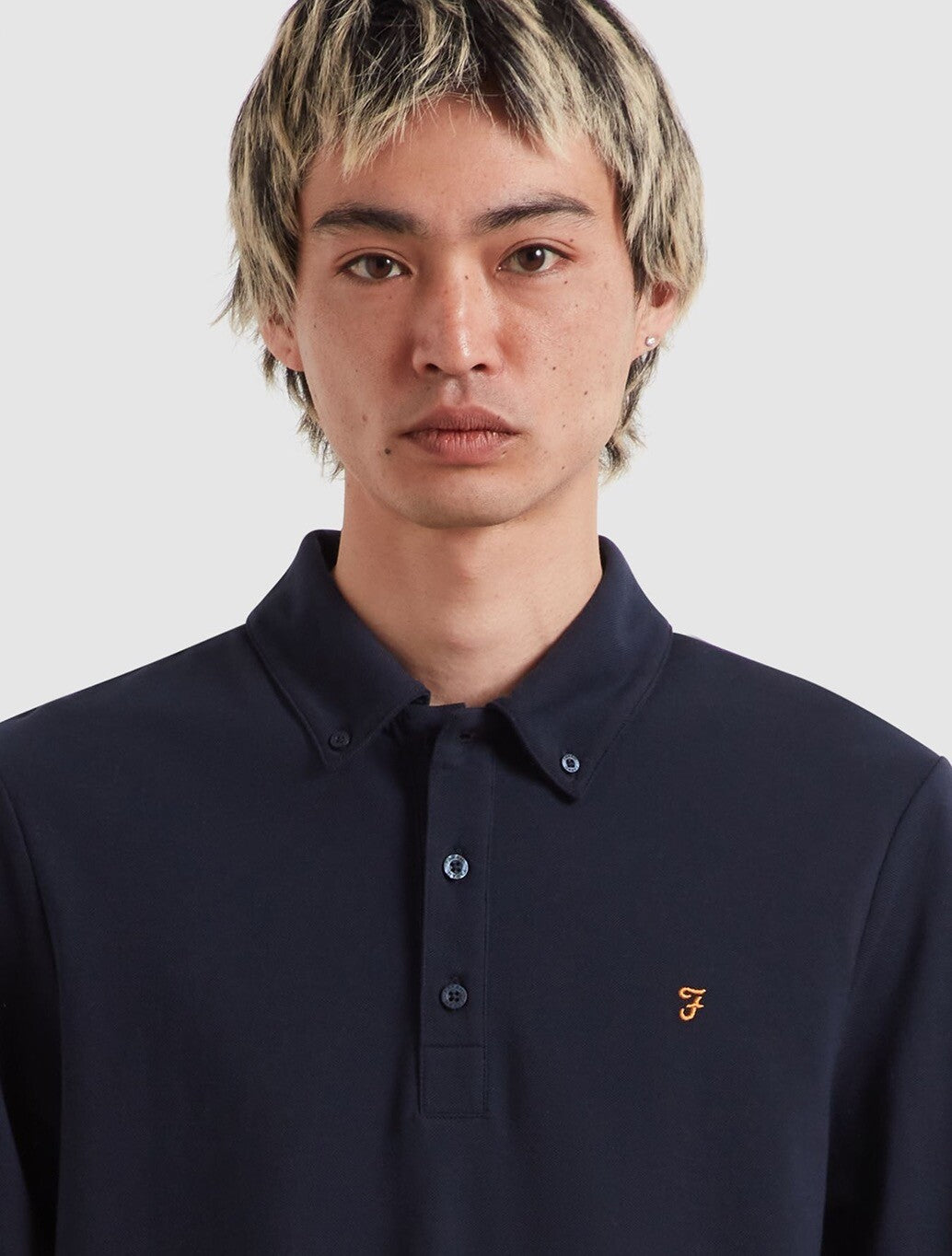 Farah Irwin Long Sleeve Polo Shirt in True Navy