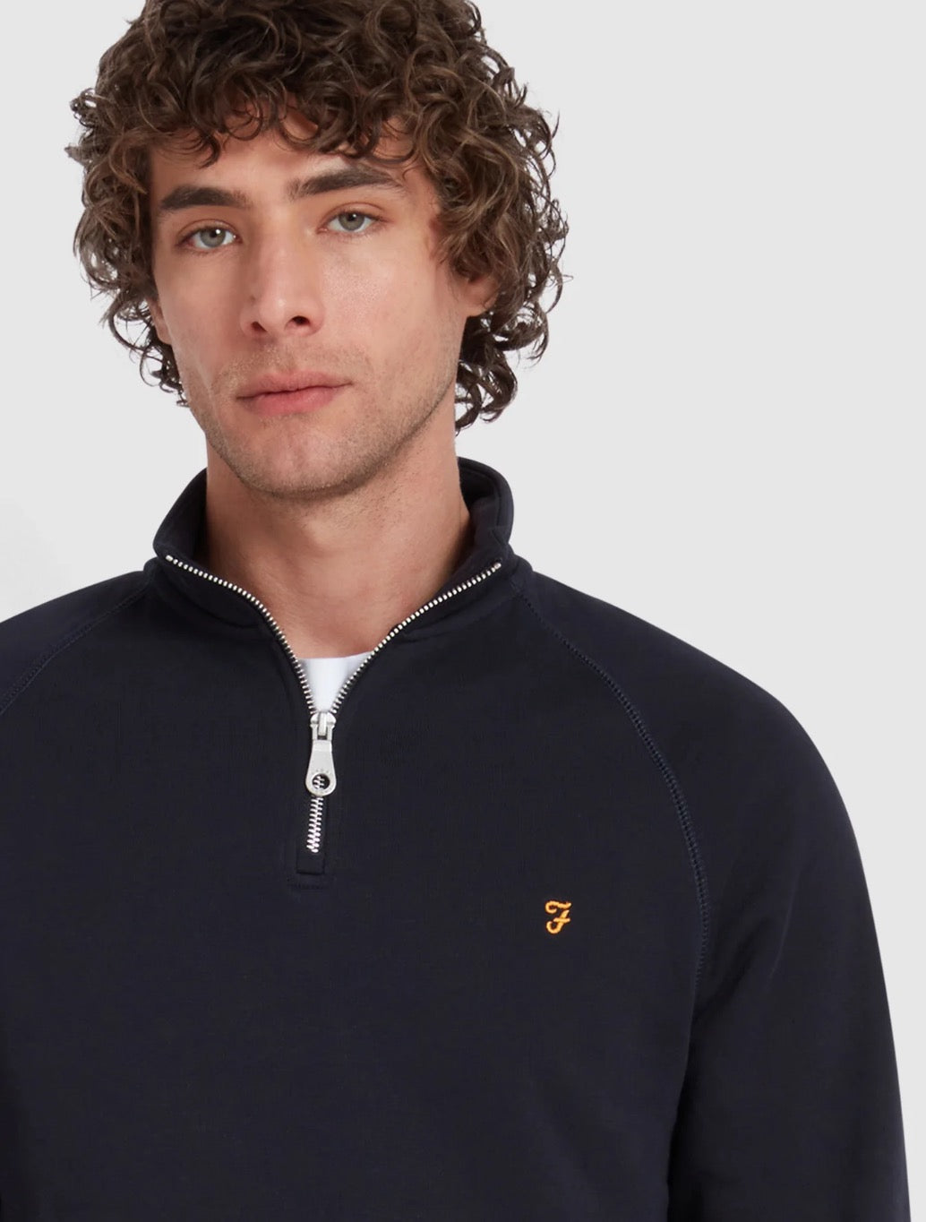Farah - Jim Organic Cotton Quarter Zip Sweatshirt - Navy