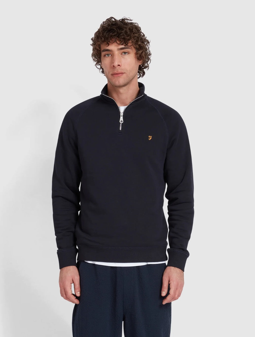 Farah - Jim Organic Cotton Quarter Zip Sweatshirt - Navy