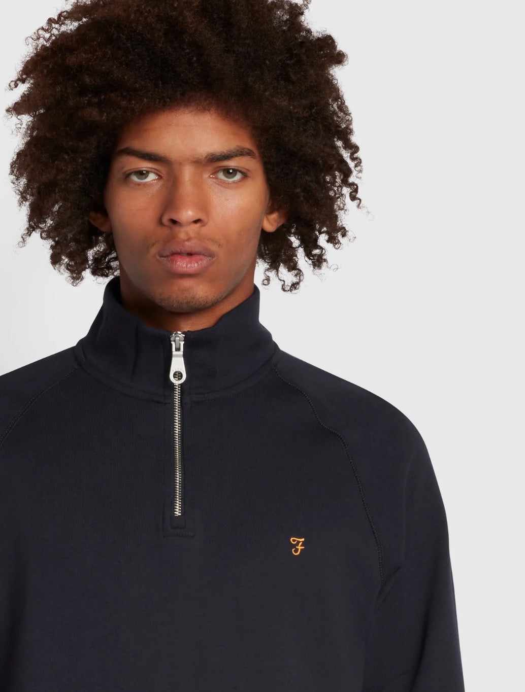 Farah - Jim Organic Cotton Quarter Zip Sweatshirt - Navy