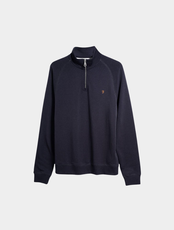 Farah - Jim Organic Cotton Quarter Zip Sweatshirt - Navy