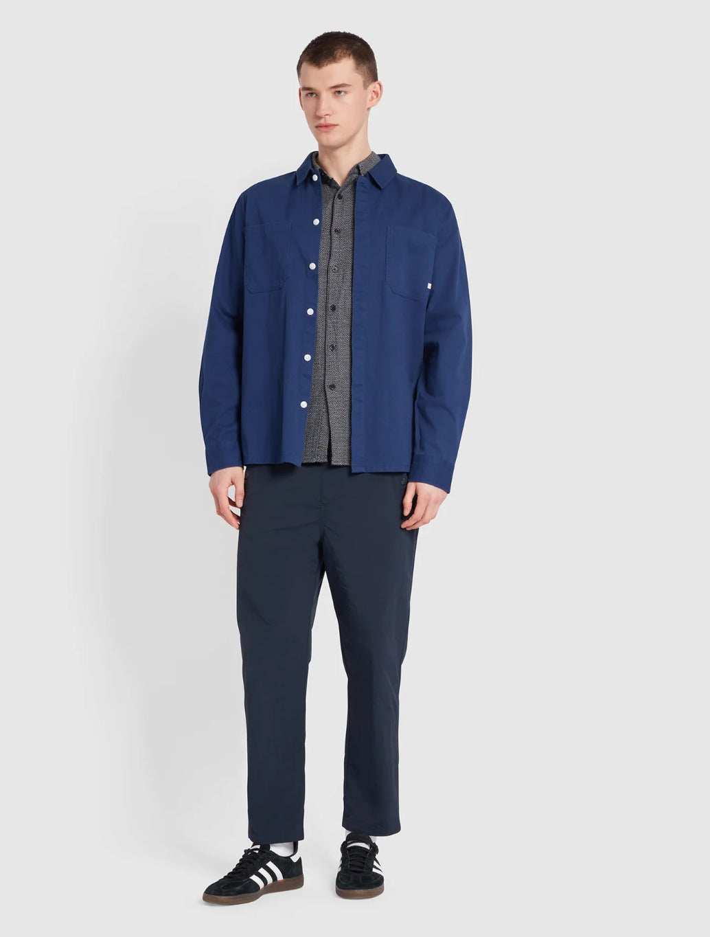 Farah - Leon Relaxed Fit Long Sleeve Overshirt - Navy