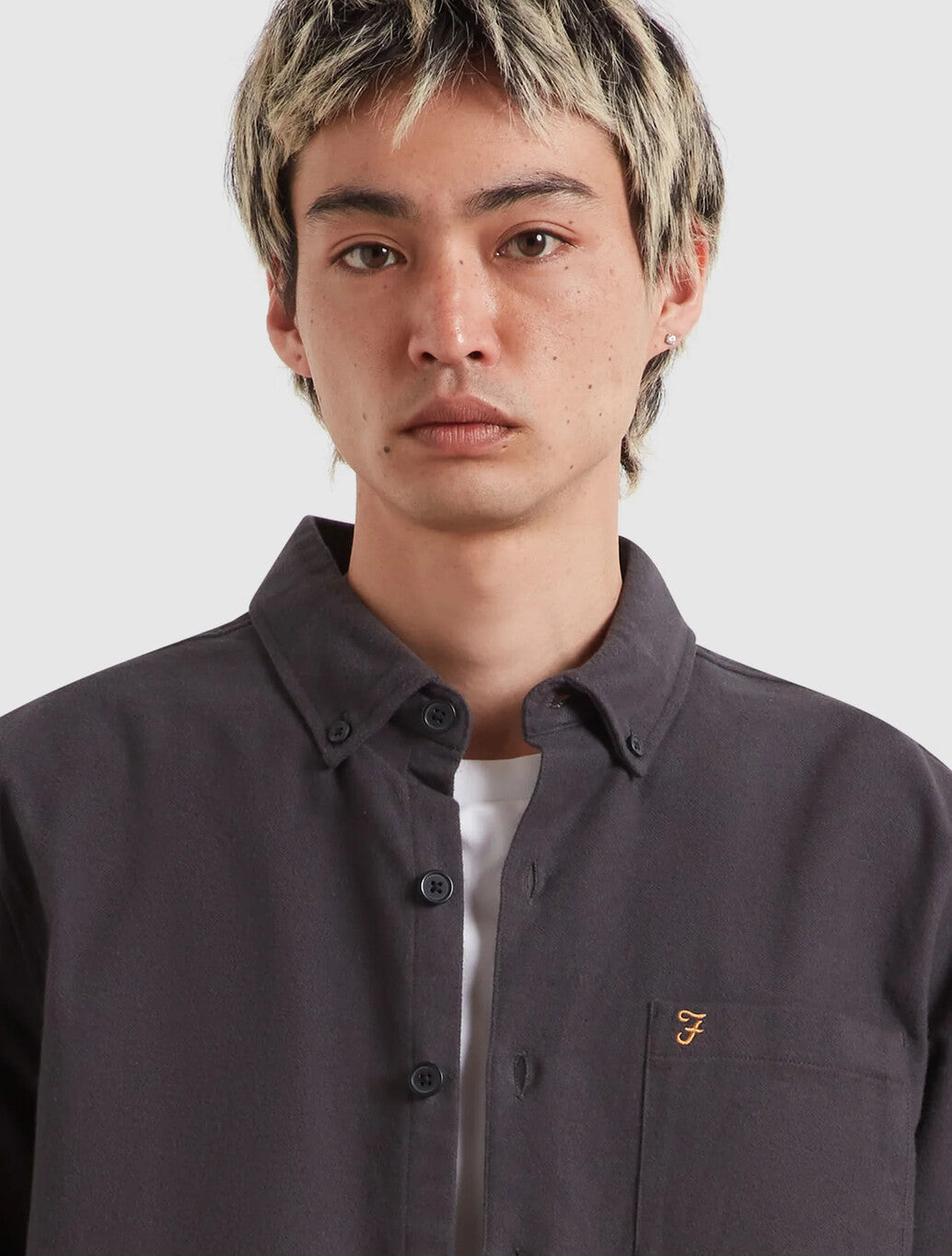 Farah Marvin Flannel Shirt in Washed Black