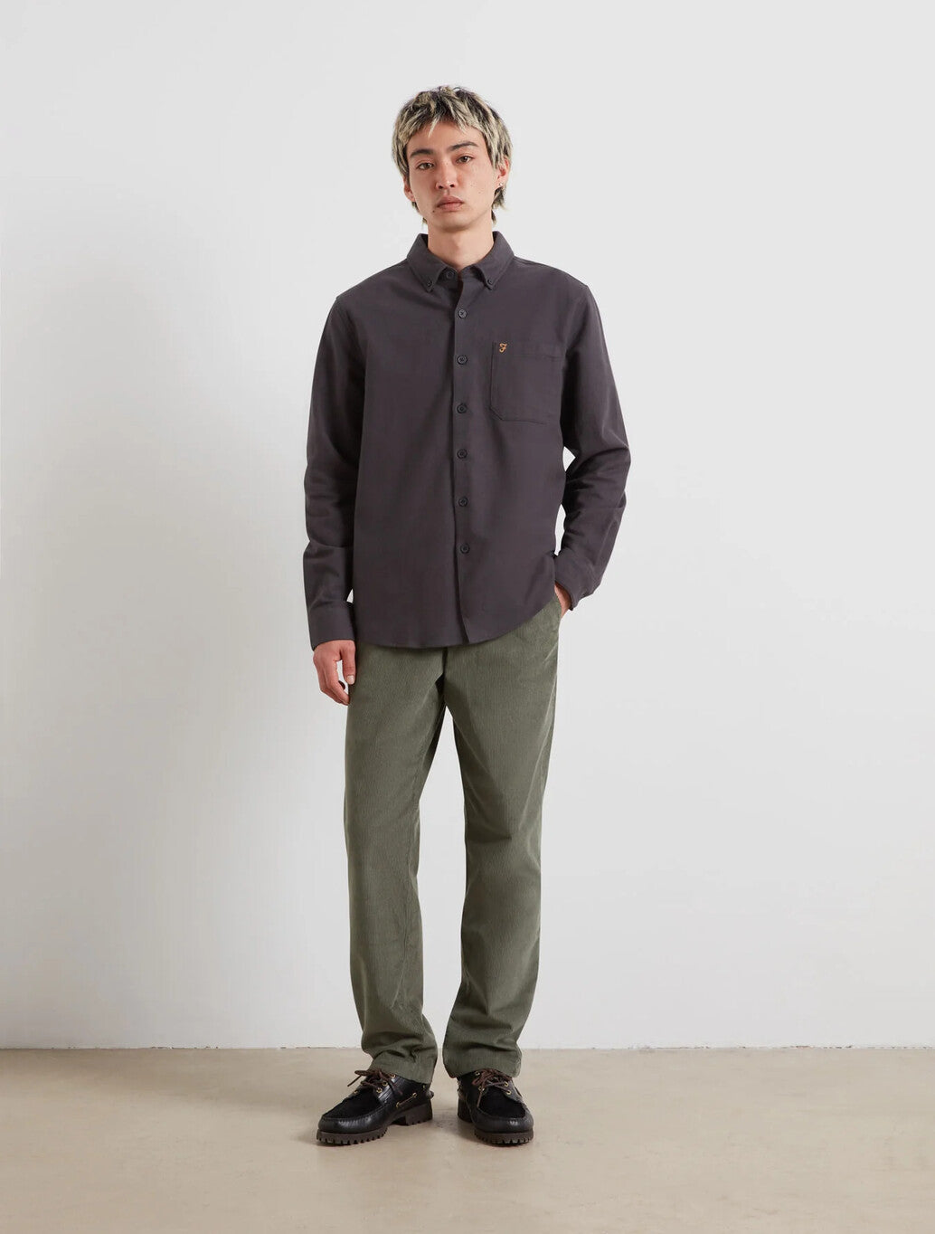 Farah Marvin Flannel Shirt in Washed Black