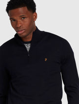 Farah - Redchurch Merino Wool Quarter Zip Jumper - Navy