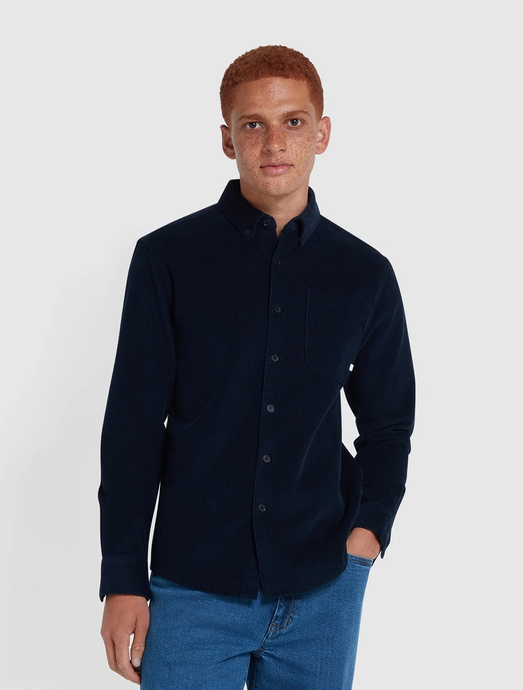 Farah - Spencer Casual Fit Corduroy Shirt - Navy