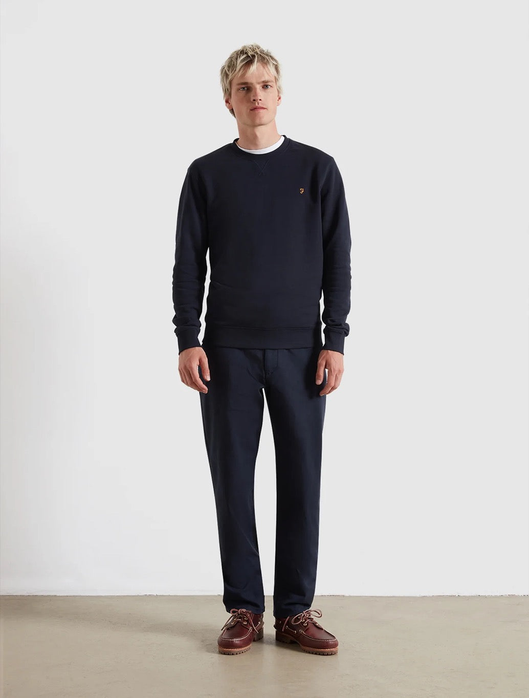Farah - Tim Organic Cotton Crew Neck Sweatshirt - Navy