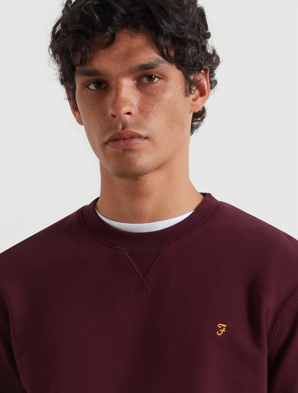 Farah - Tim Organic Cotton Crew Neck Sweatshirt - Burgundy