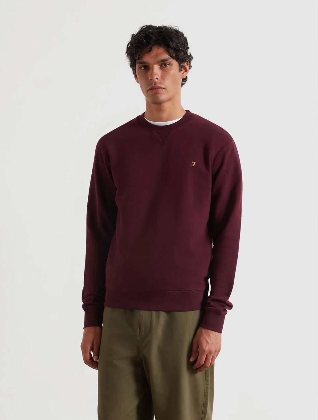 Farah - Tim Organic Cotton Crew Neck Sweatshirt - Burgundy