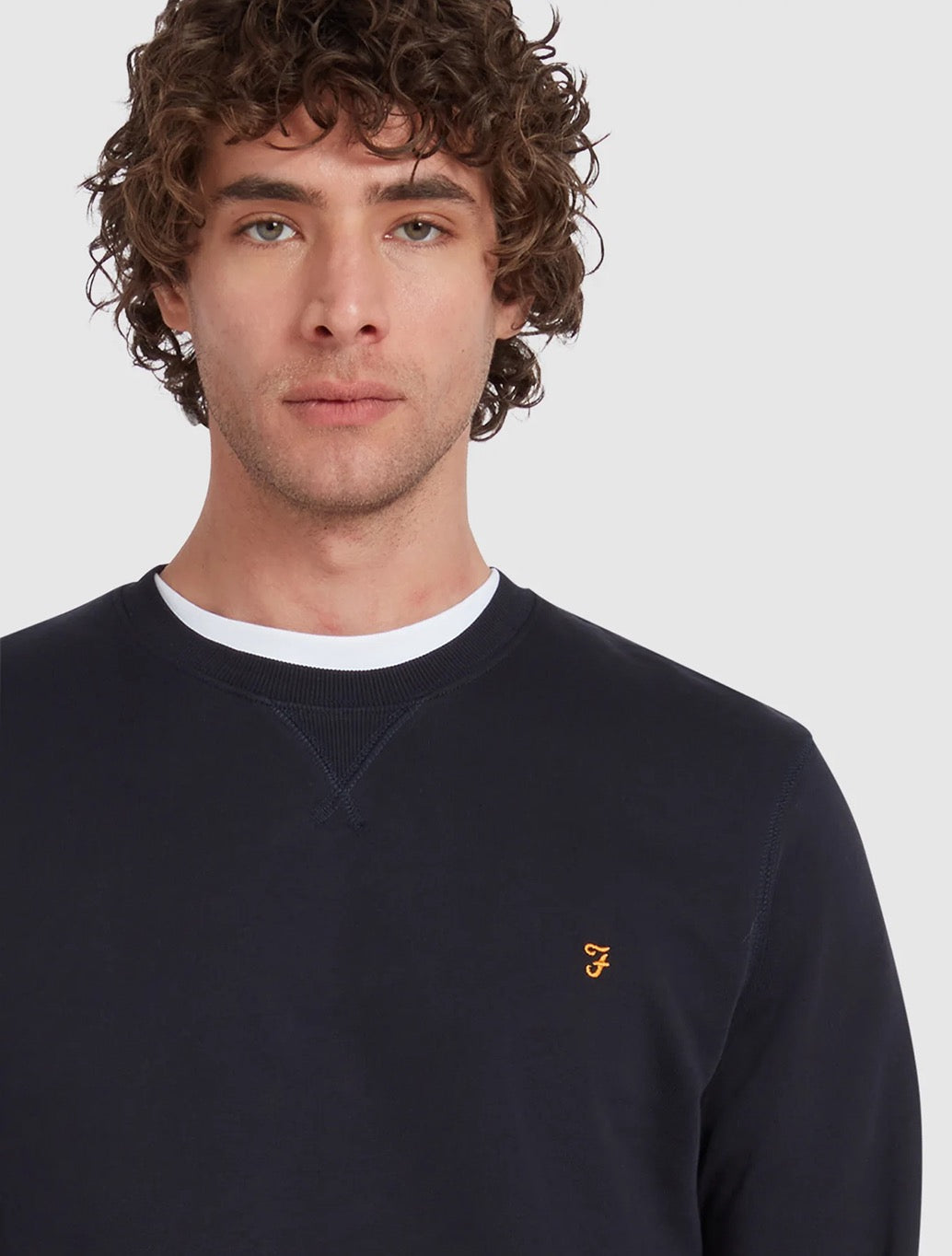 Farah - Tim Organic Cotton Crew Neck Sweatshirt - Navy