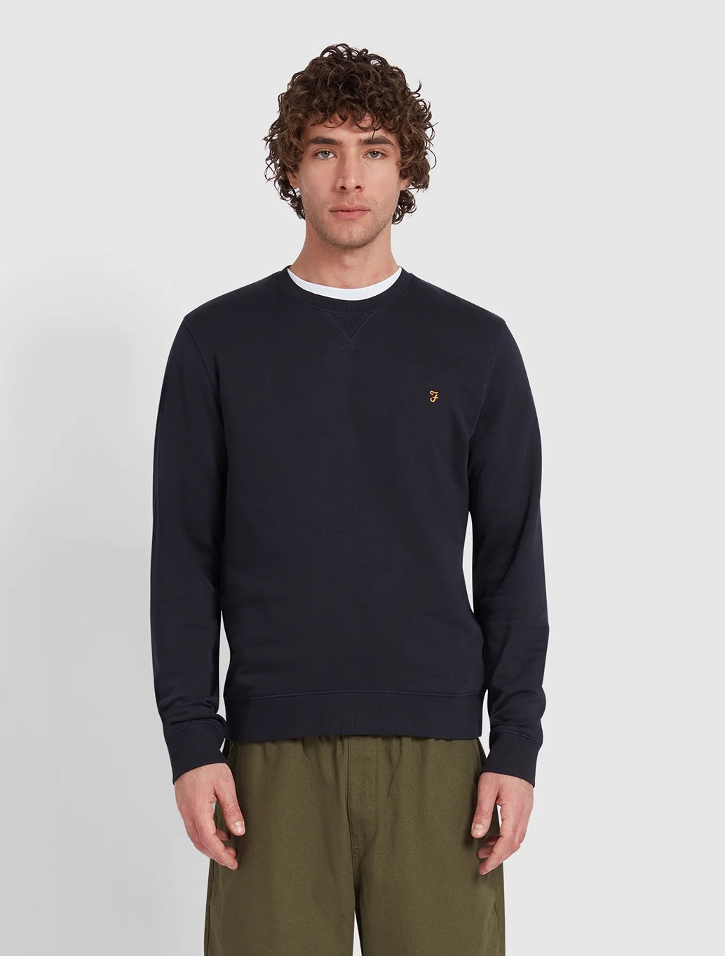Farah - Tim Organic Cotton Crew Neck Sweatshirt - Navy