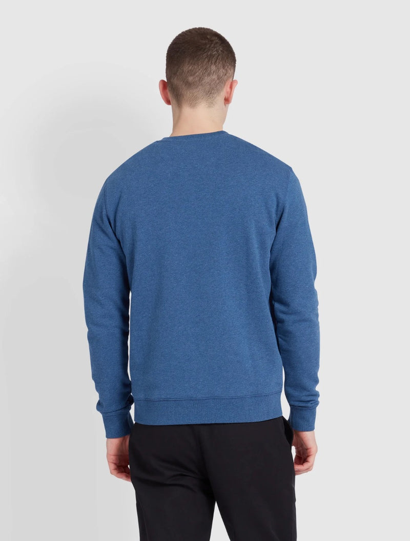 Farah - Tim Organic Cotton Crew Neck Sweatshirt - Denim Blue