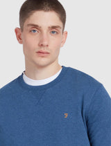 Farah - Tim Organic Cotton Crew Neck Sweatshirt - Denim Blue