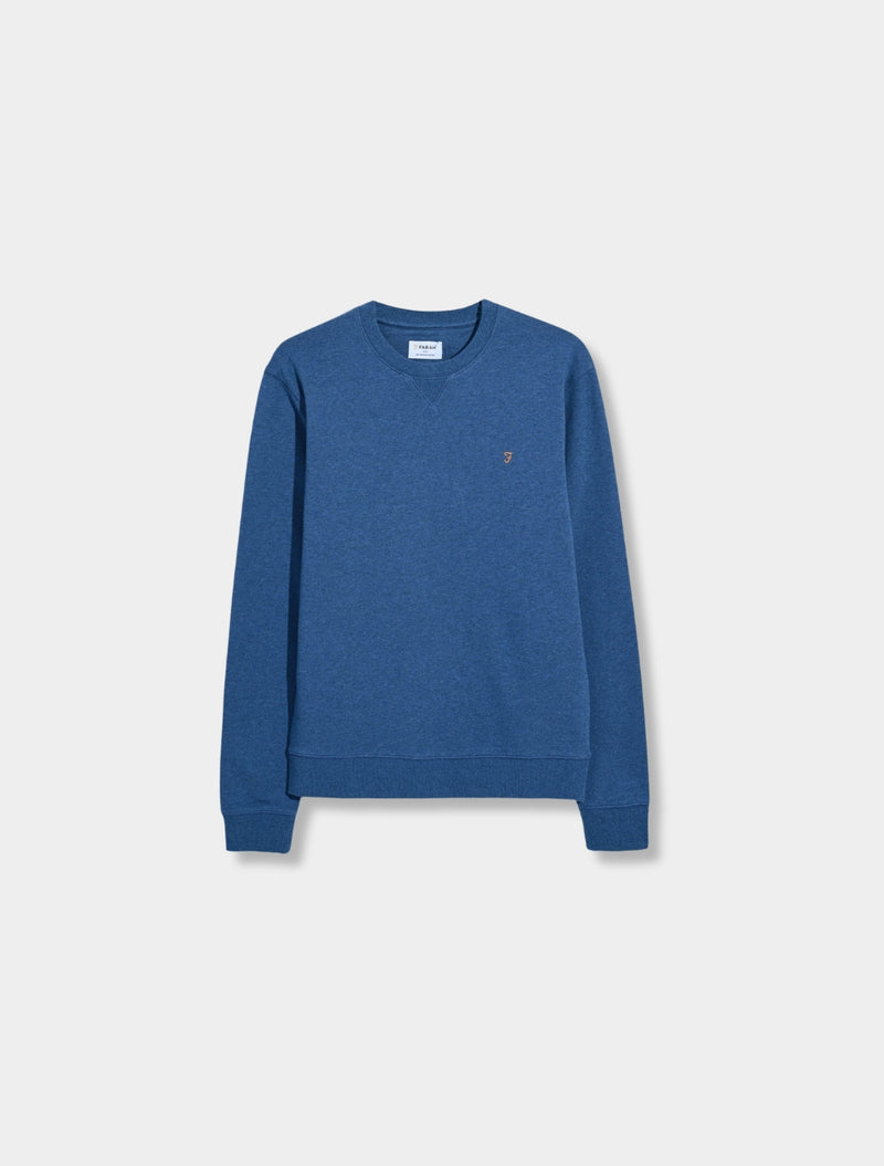 Farah - Tim Organic Cotton Crew Neck Sweatshirt - Denim Blue