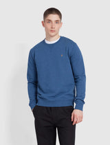 Farah - Tim Organic Cotton Crew Neck Sweatshirt - Denim Blue