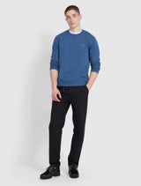 Farah - Tim Organic Cotton Crew Neck Sweatshirt - Denim Blue