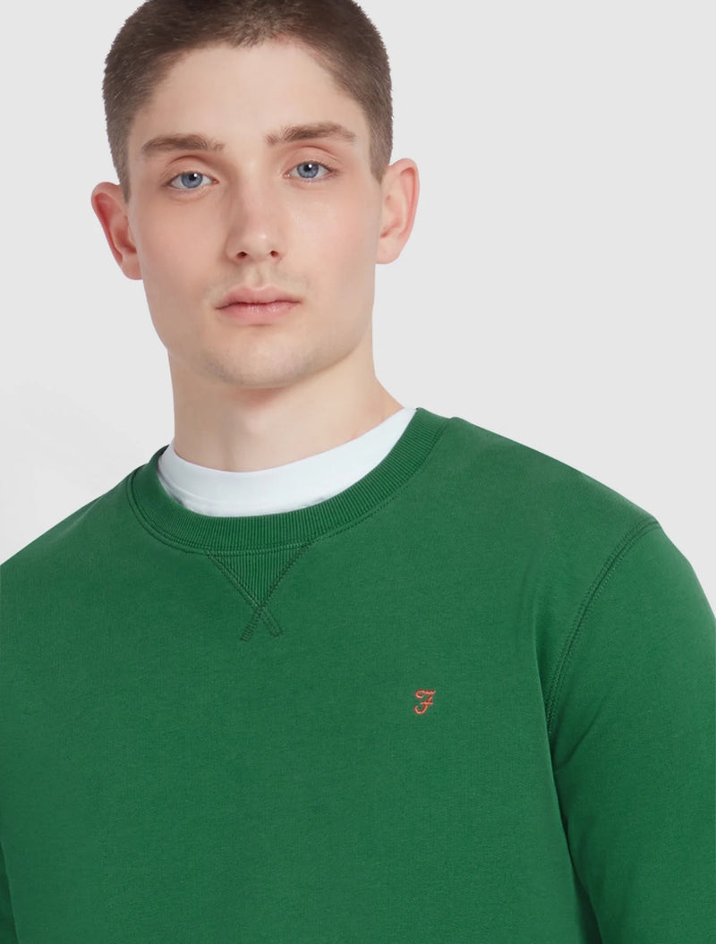 Farah - Tim Organic Cotton Crew Neck Sweatshirt - Green