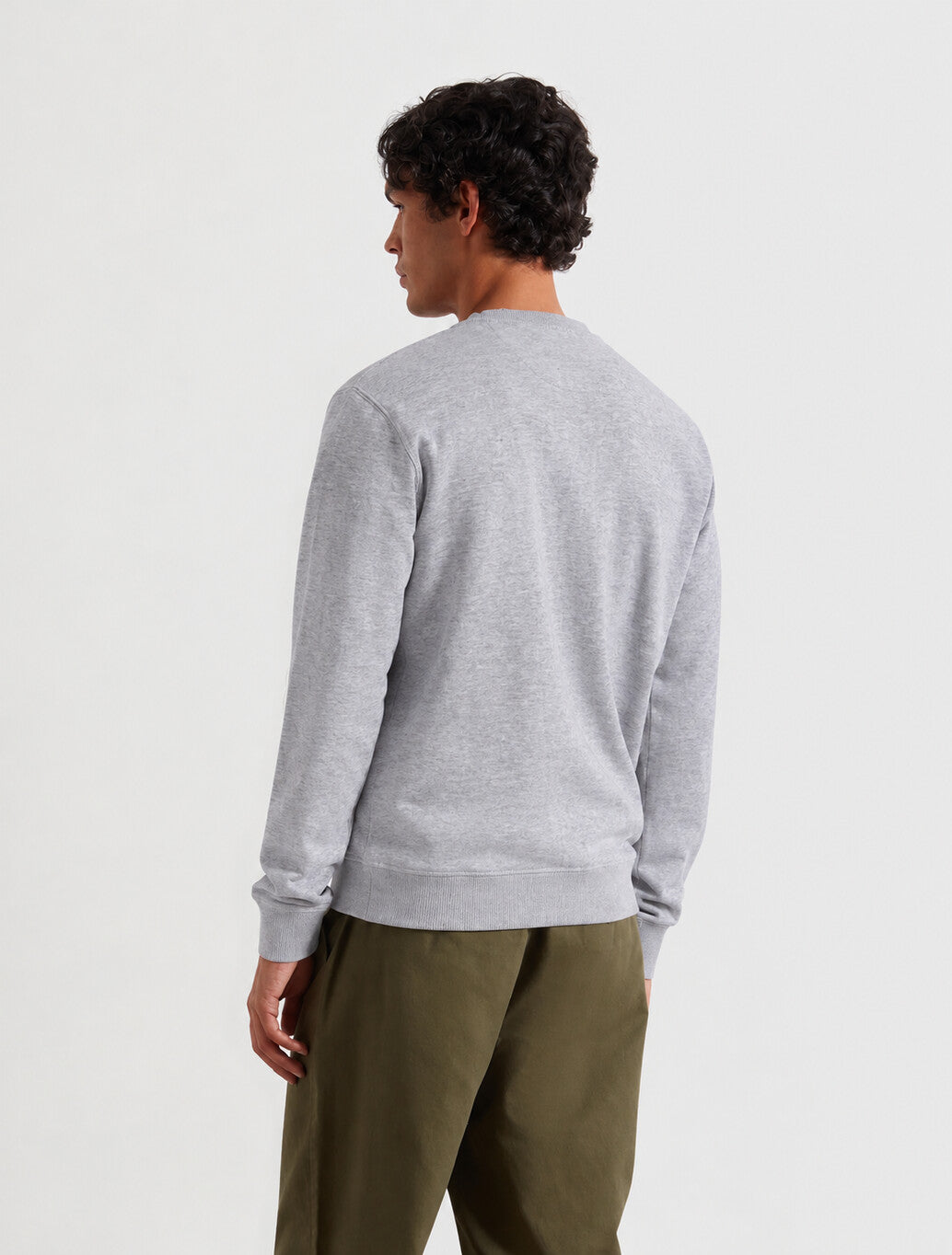 Farah Tim Organic Cotton Crew Neck Sweatshirt in Light Grey Marl