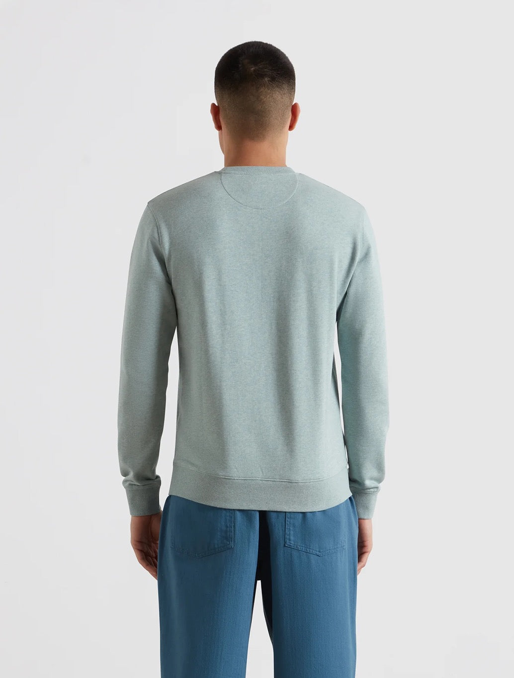 Farah Tim Organic Cotton Crew Neck Sweatshirt in Light Green