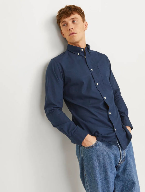 Jack & Jones - Brook Oxford Slim-Fit Shirt - Navy