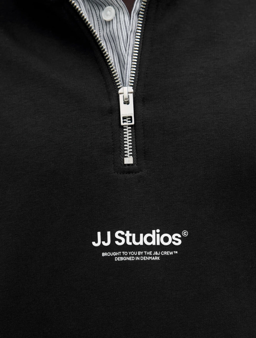 Jack & Jones - Printed Half Zip Sweatshirt - Black