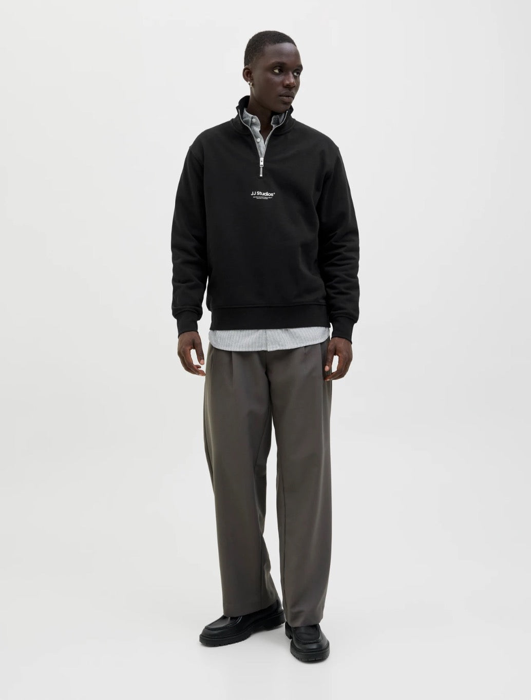 Jack & Jones - Printed Half Zip Sweatshirt - Black