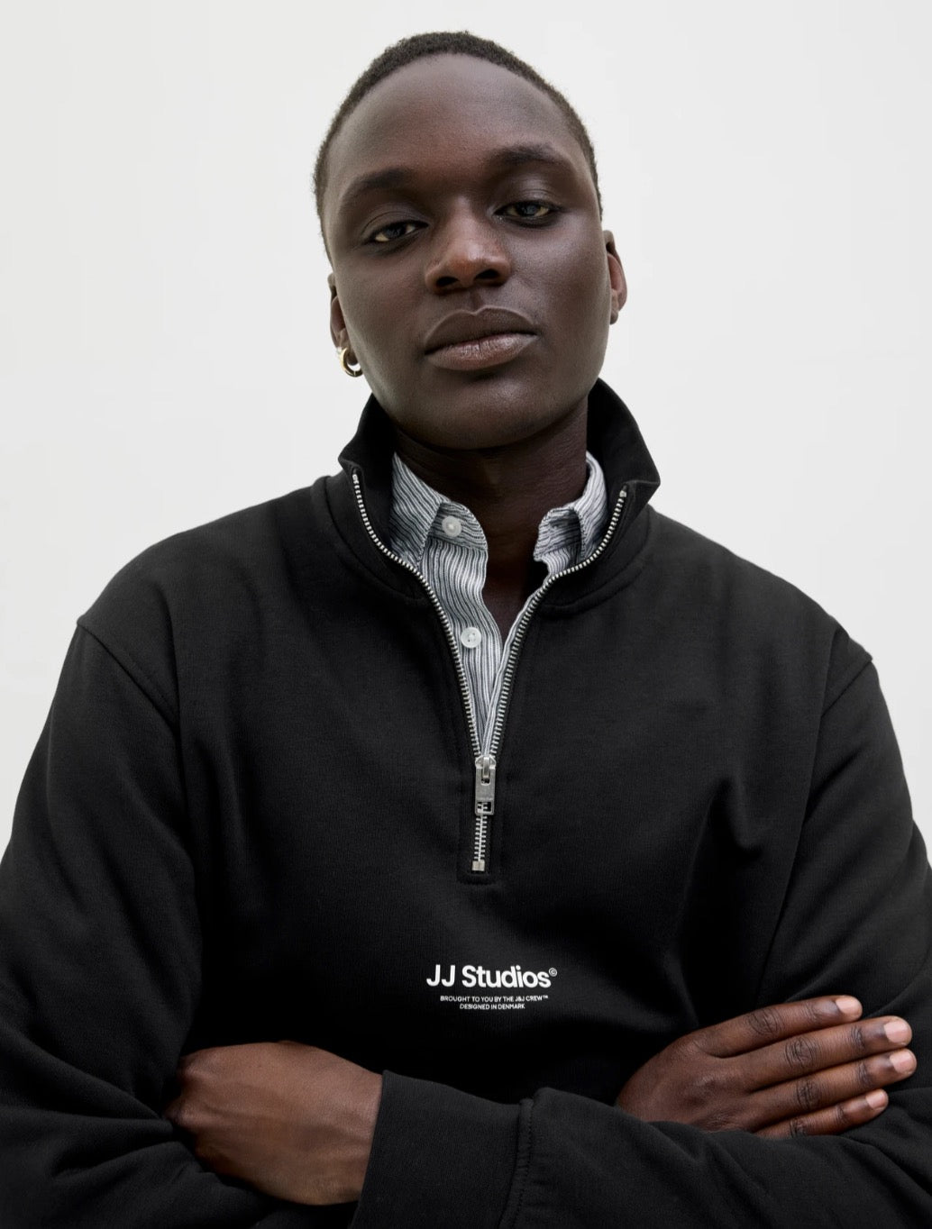 Jack & Jones - Printed Half Zip Sweatshirt - Black