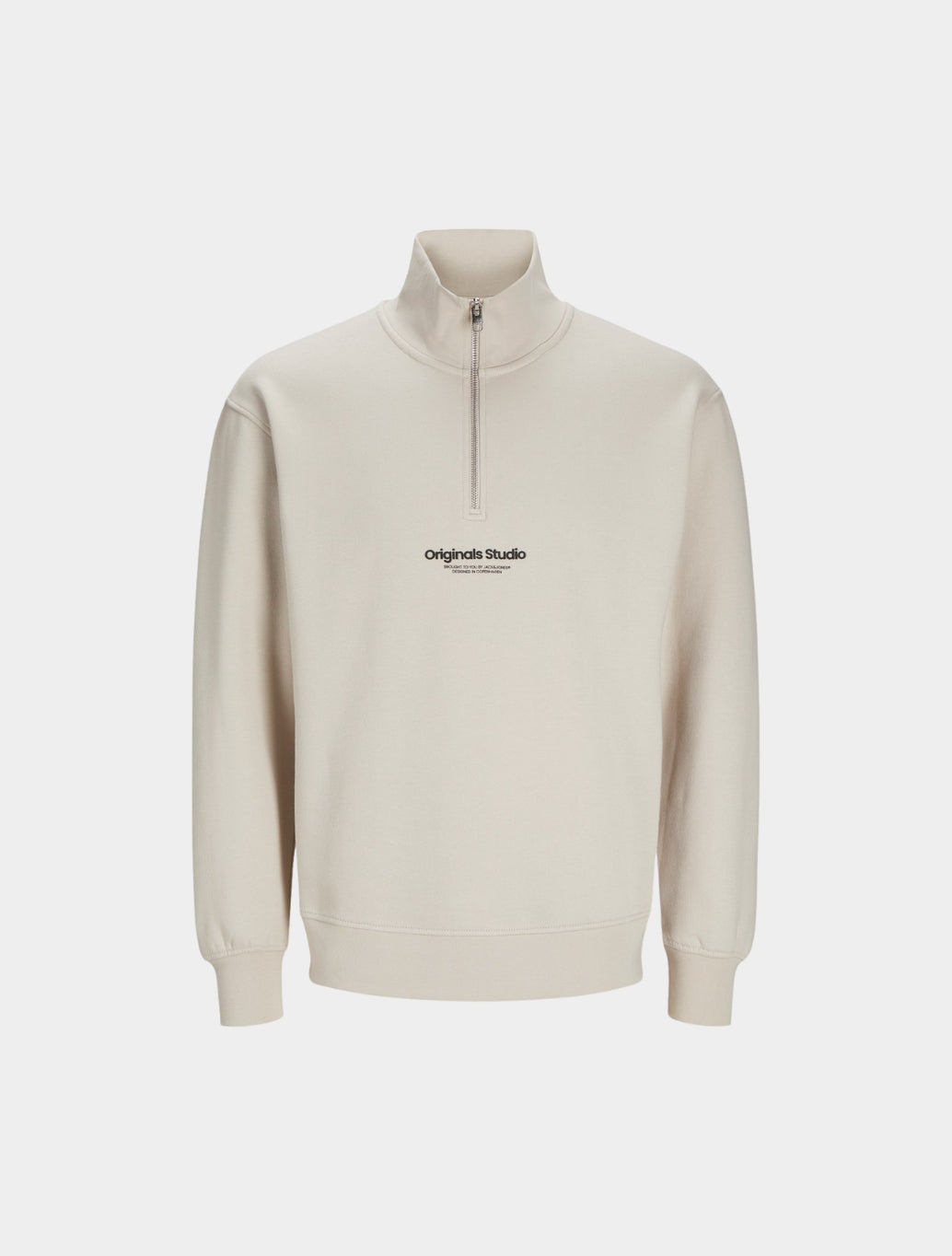 Jack & Jones - Text Half Zip Sweatshirt - Beige