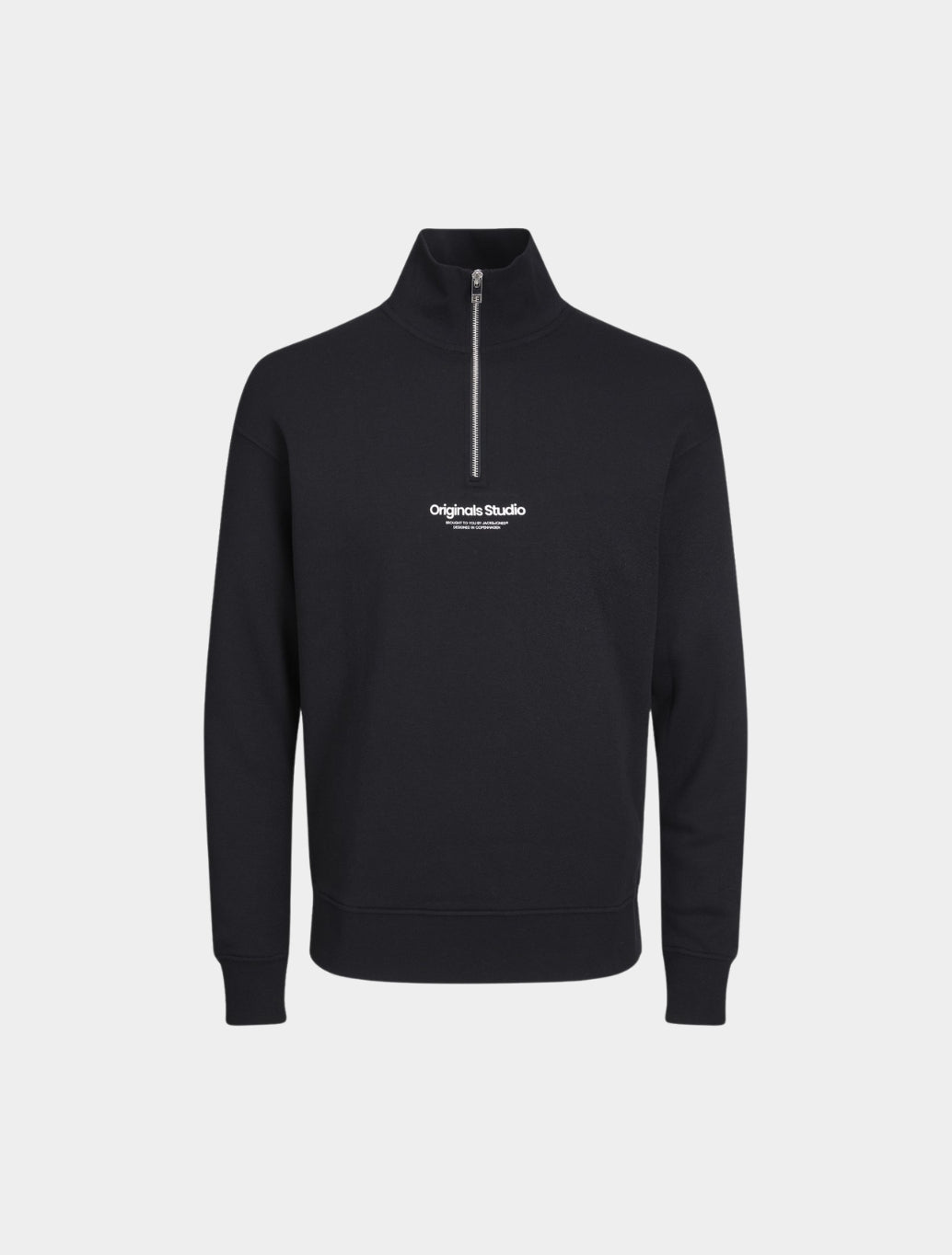 Jack & Jones - Text Half Zip Sweatshirt - Black