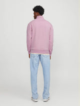 Jack & Jones - Text Half Zip Sweatshirt - Pink