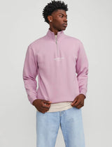 Jack & Jones - Text Half Zip Sweatshirt - Pink