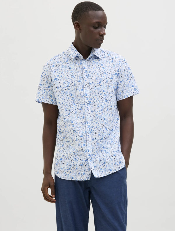 Jack & Jones - Summer Printed Short Sleeve Shirt - Blue