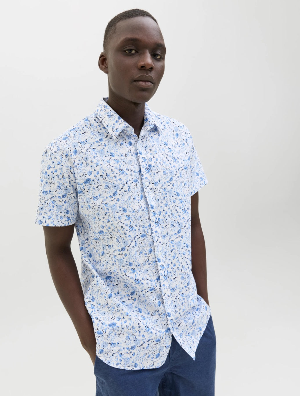 Jack & Jones - Summer Printed Short Sleeve Shirt - Blue