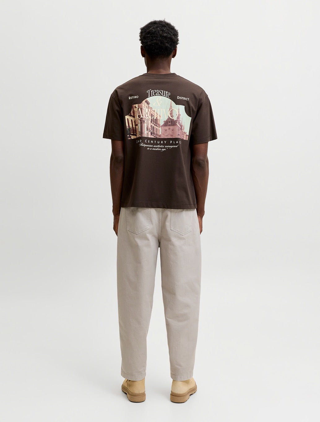 Jack & Jones Alamanco Back Print T-Shirt in Dark Brown
