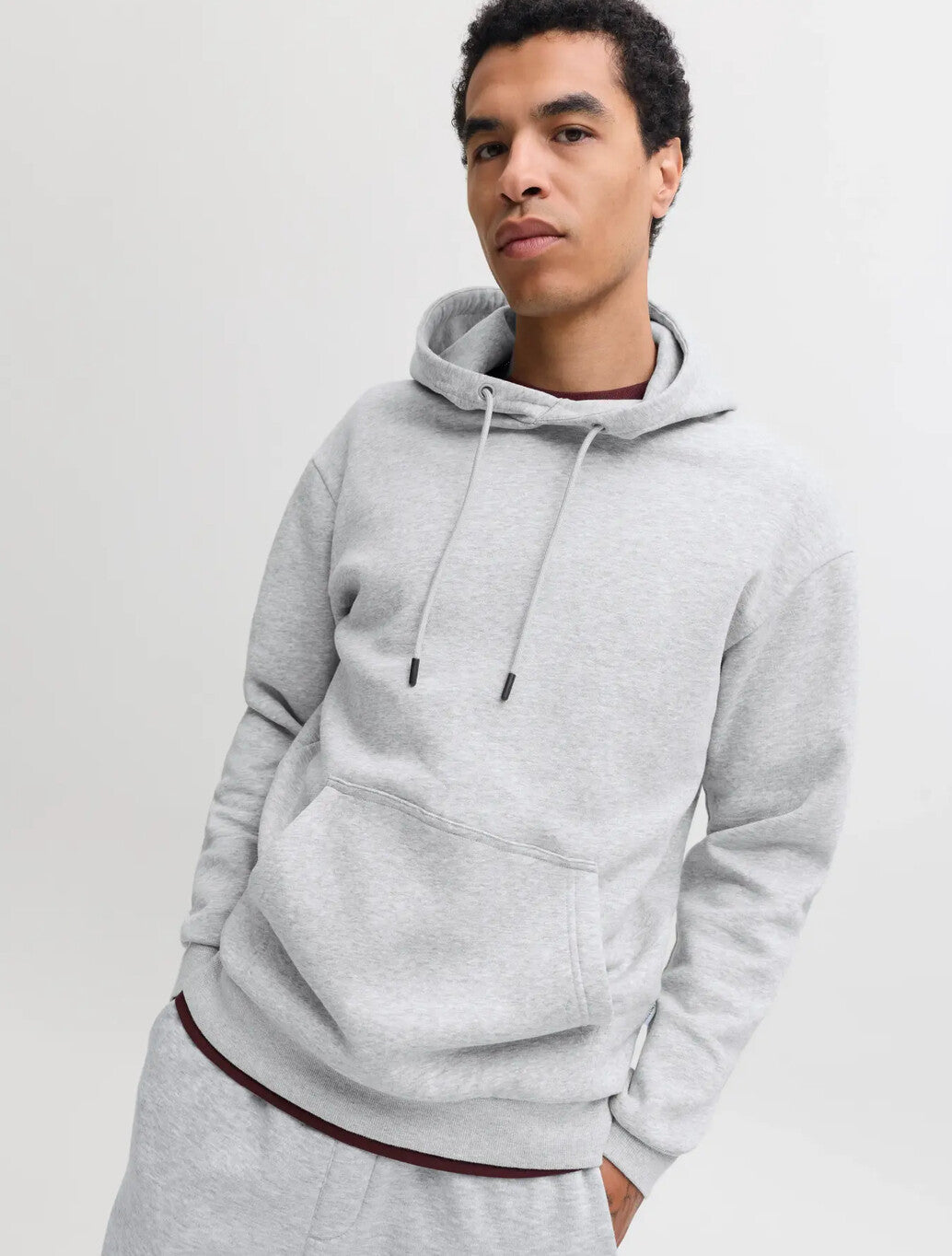 Jack & Jones Bradley Relaxed Fit Hoodie in Light Grey Melange