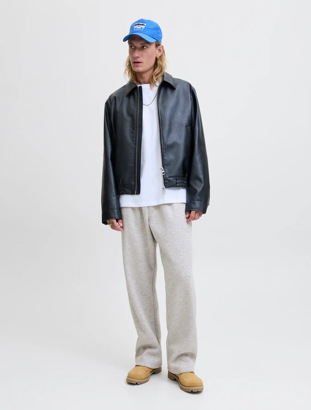 Jack & Jones Bradley Wide Leg Sweatpants in Light Grey Melange