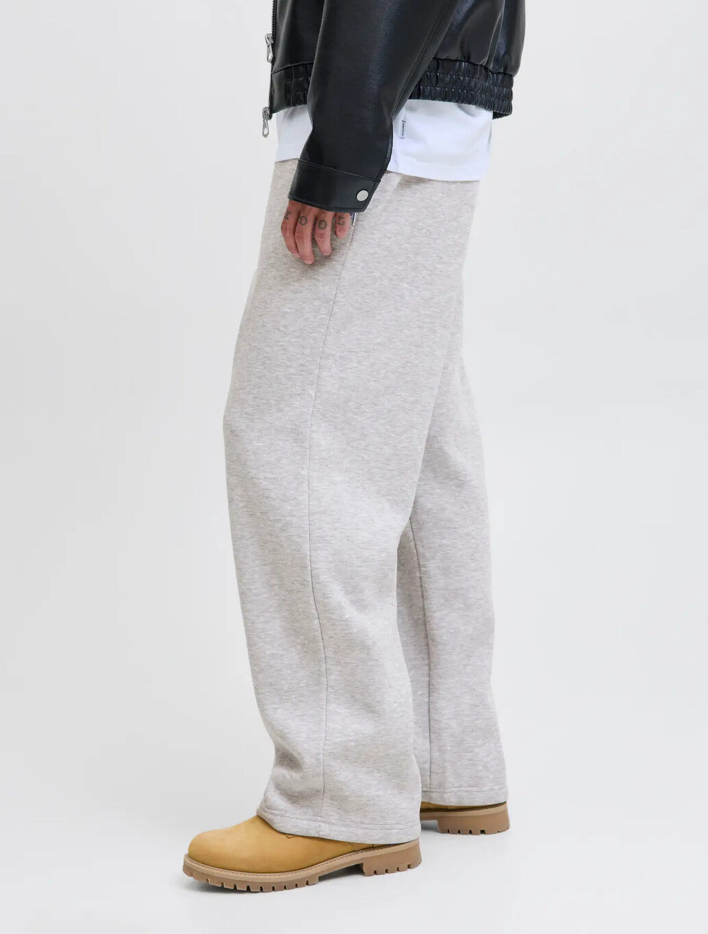 Jack & Jones Bradley Wide Leg Sweatpants in Light Grey Melange