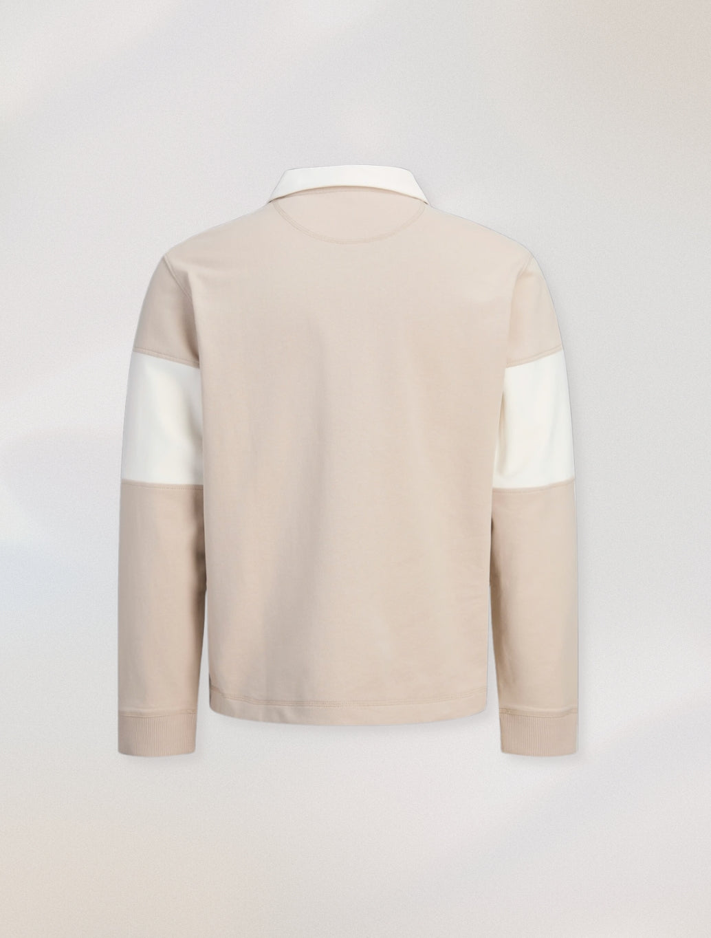 Jack & Jones Colour Block Rugby Sweatshirt in Beige Stripe