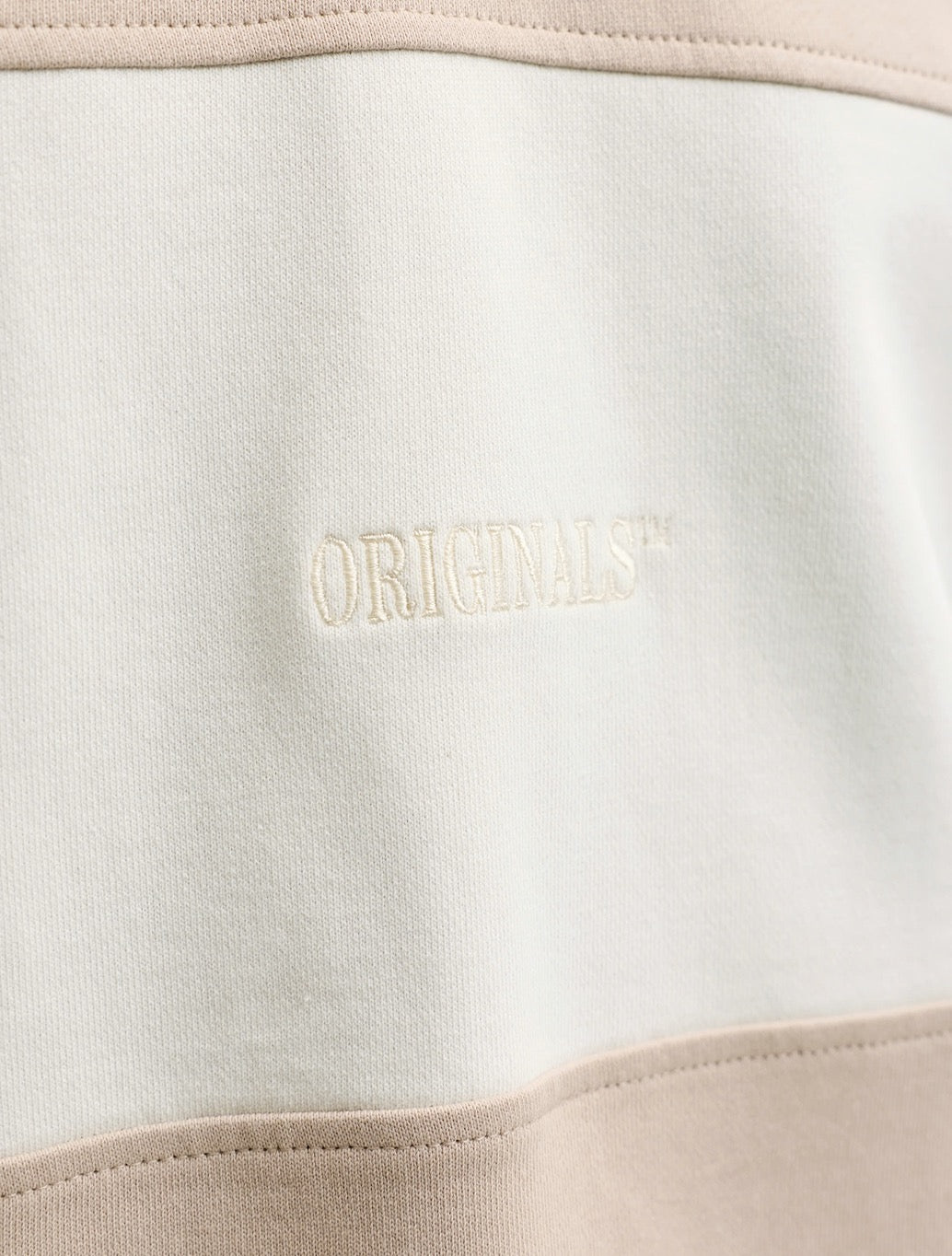 Jack & Jones Colour Block Rugby Sweatshirt in Beige Stripe