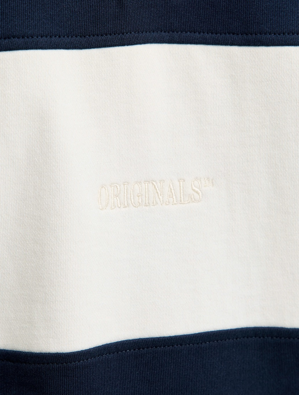 Jack & Jones Colour Block Rugby Sweatshirt in Navy Stripe