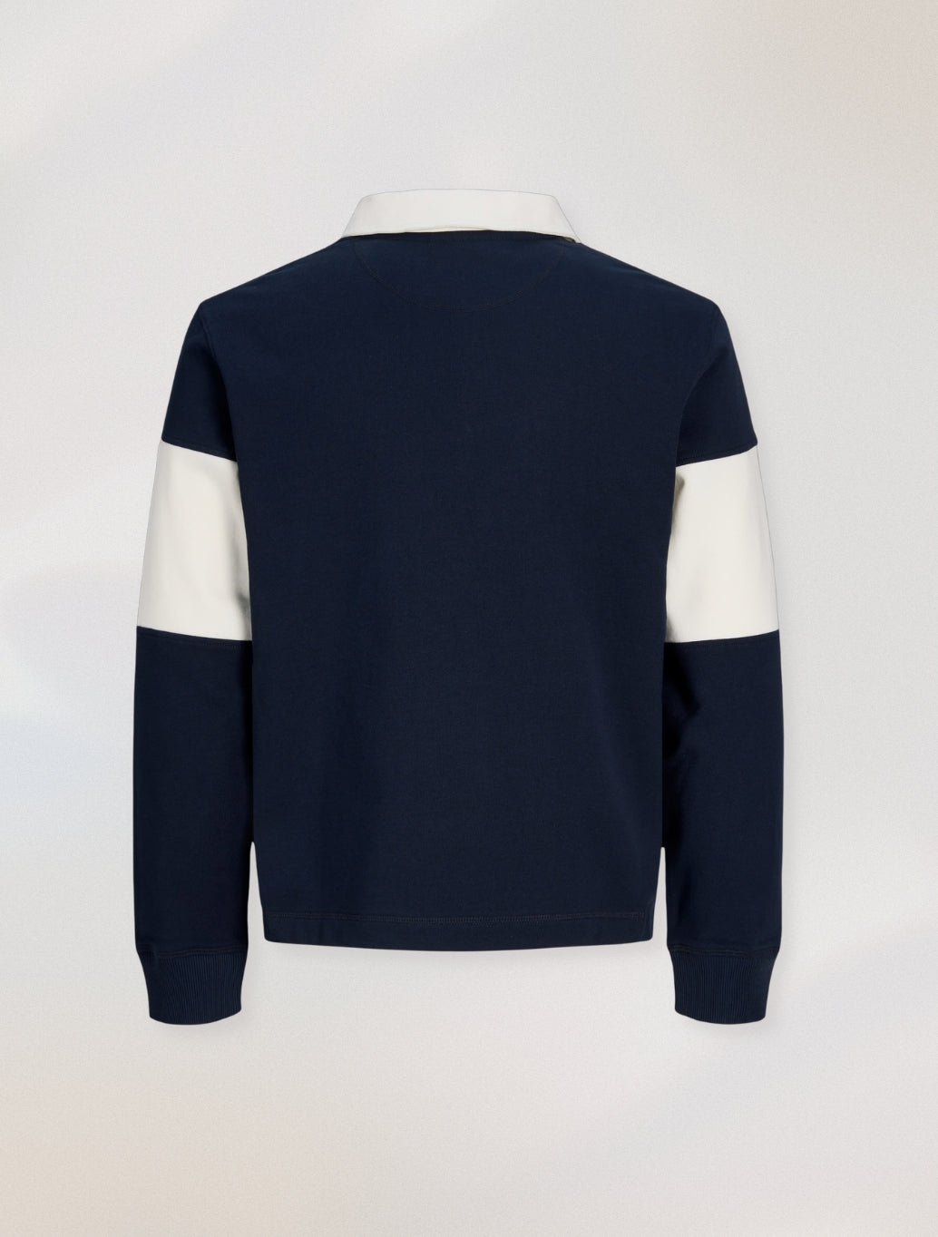 Jack & Jones Colour Block Rugby Sweatshirt in Navy Stripe