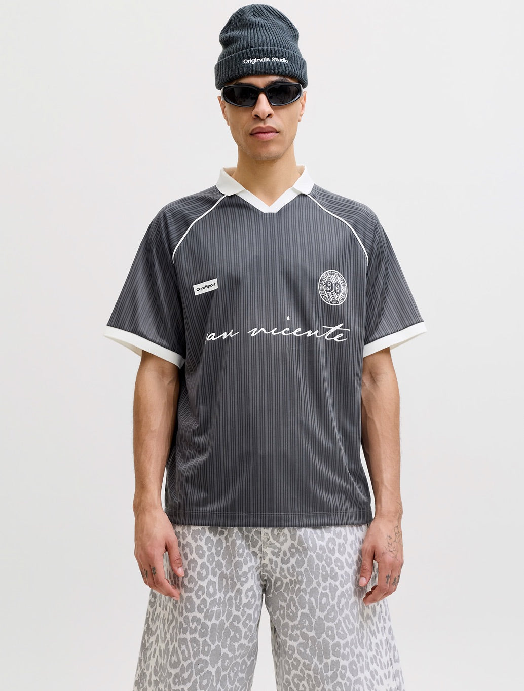 Jack & Jones Eterna Football Polo Shirt in Dark Grey