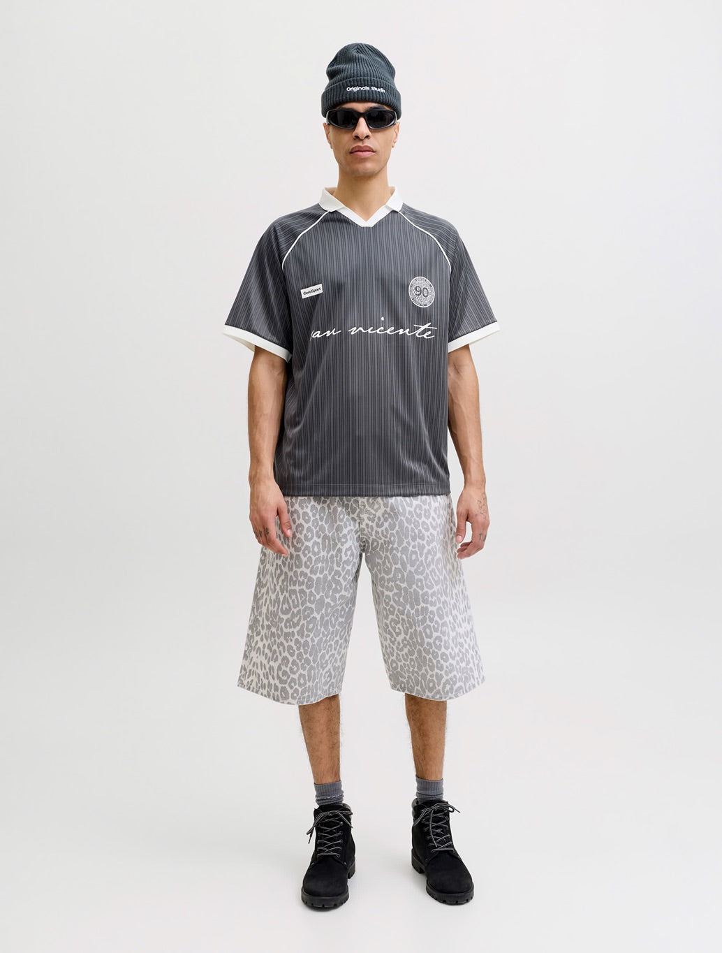 Jack & Jones Eterna Football Polo Shirt in Dark Grey