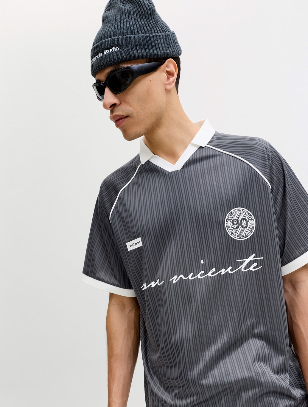 Jack & Jones Eterna Football Polo Shirt in Dark Grey