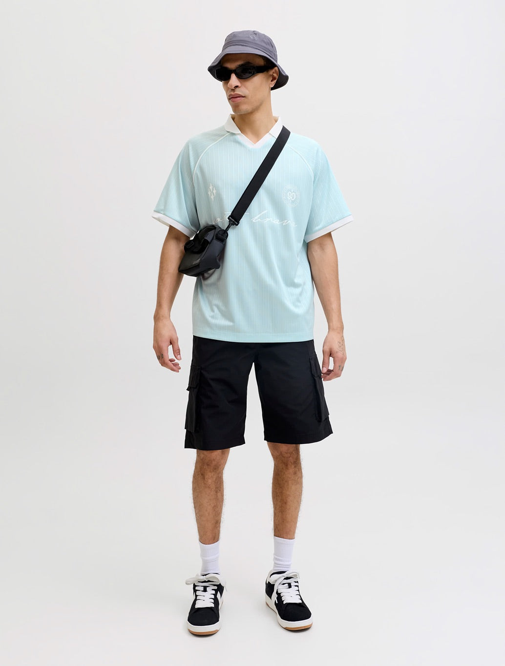 Jack & Jones Eterna Football Polo Shirt in Light Blue