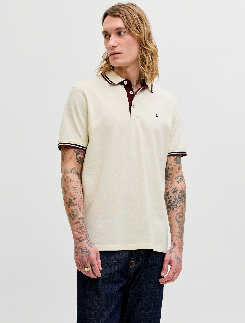 Jack & Jones Paulos Polo Shirt in Cream