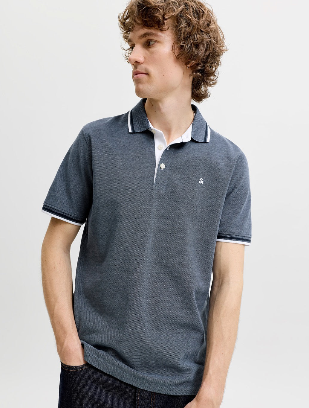 Jack & Jones Paulos Polo Shirt in Navy Fleck
