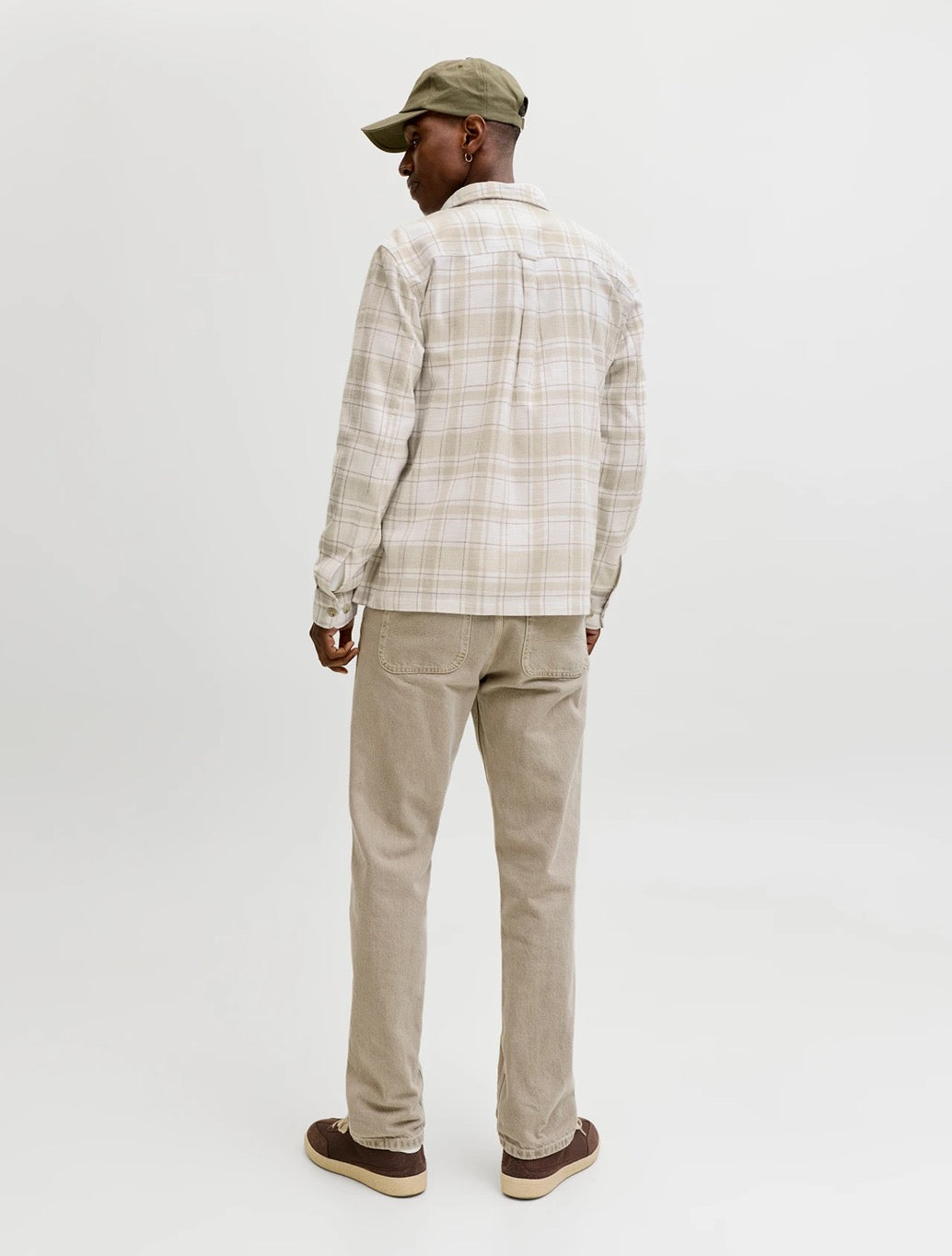 Jack & Jones Linen Blend Shirt in Beige Check